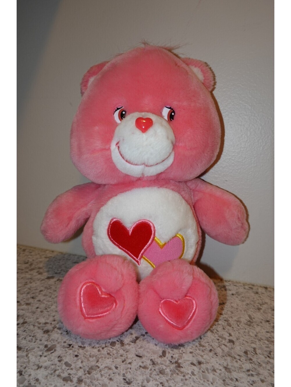 VINTAGE 2002 pink Love A Lot Care Bear 13" plush toy RETRO VGC